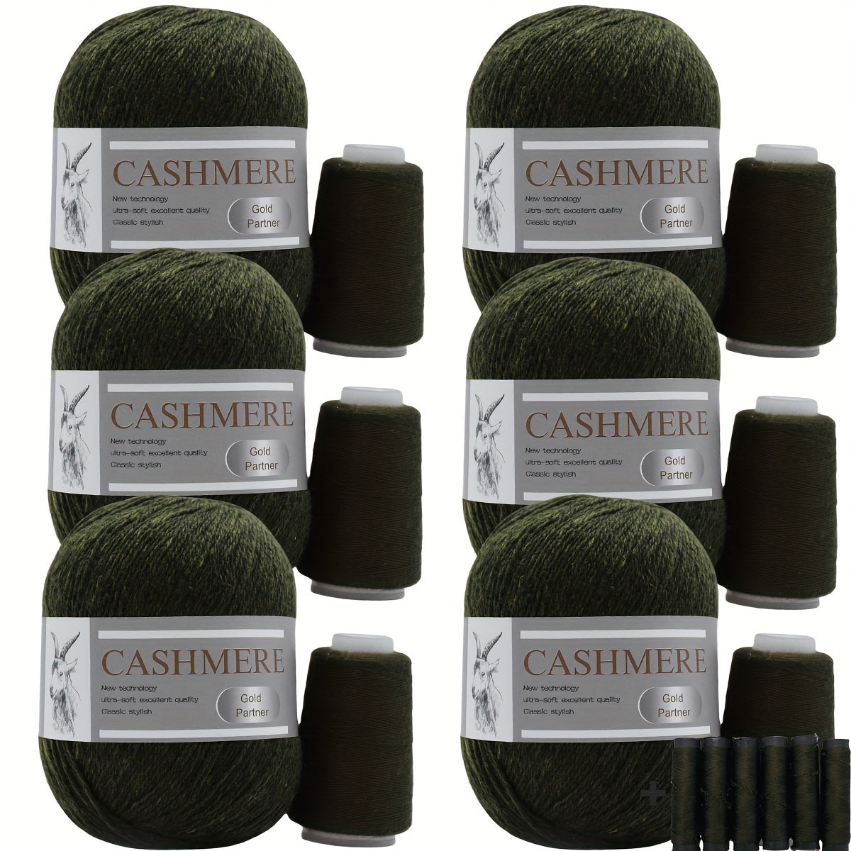 Luxurious Cashmere Yarn Set for Knitting and Crocheting Multicolored 6-Pair Bundle