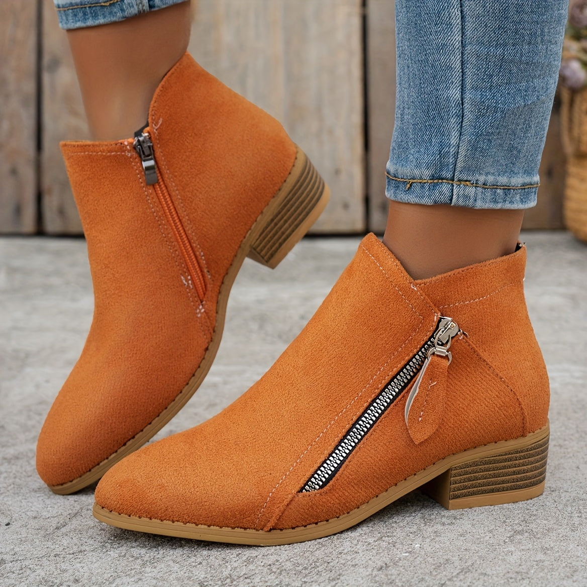 Women's Chelsea Ankle Boots Slip-On Mid Heel Pointed Toe Black White Green Red