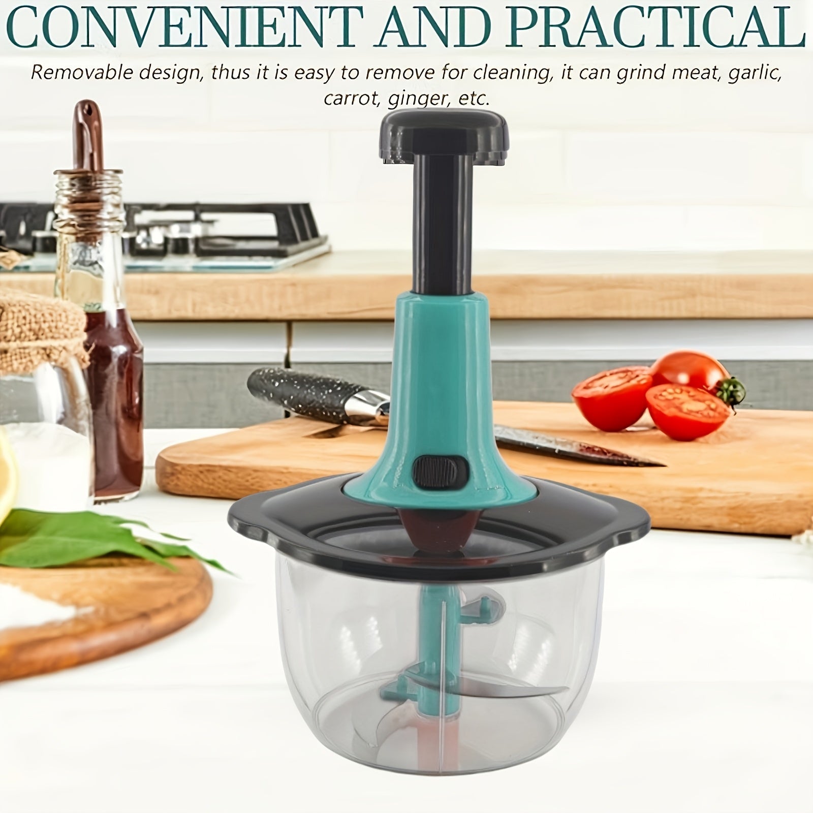 Multifunctional Food Chopper Manual Press for Vegetables Fruits Herbs Pesto