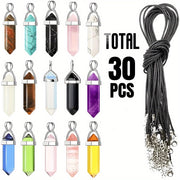 30 Rangi-chiroyli Kristal Nuqtali Pendantslar, Qora Sun'iy Charm va Saqlash Sumkasi bilan, Zargarlik Ishlab chiqarish uchun