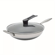 iTechjoy Ko'p funksiyali Qozon - Uy oshxonasida pishirish uchun Shisha qopqoq bilan Qoplamasiz Asal to'siq ikki tomonlama qozon