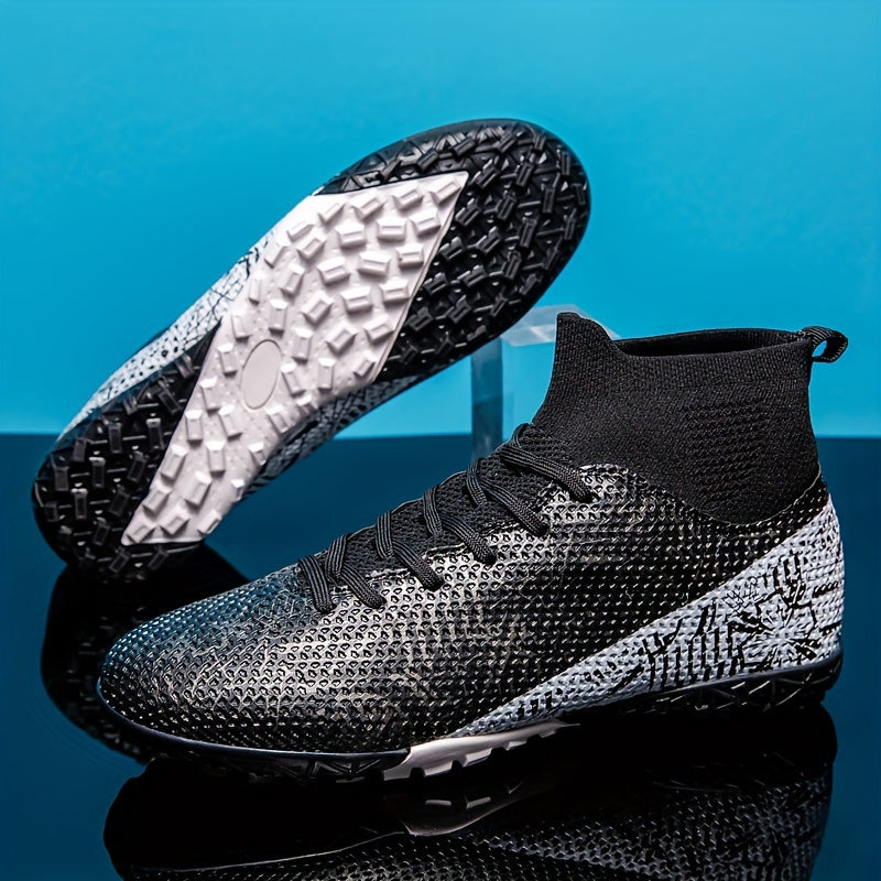 Мужские и женские высокие футбольные бутсы для искусственной травы, уличных спортивных тренировок, дышащие, противоскользящие, всесезонные, резиновая подошва