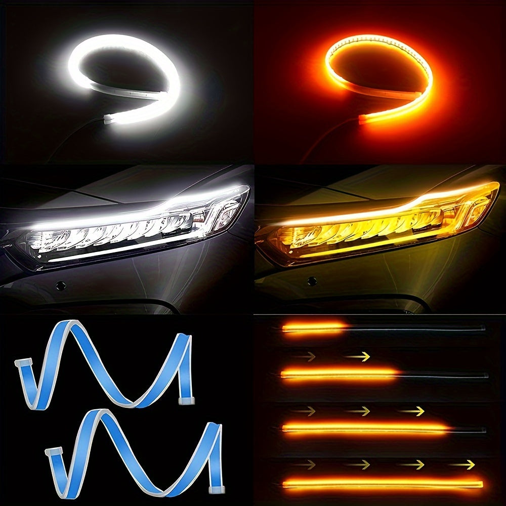 2PCS 12V LED DRL Luces de circulación diurna para coche Flexible Blanco Amarillo Freno