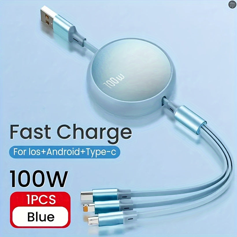 Retractable USB Charging Cable 100W Fast Charging 6A Data Sync 480Mbps