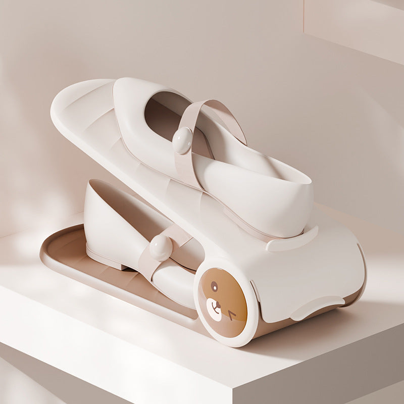 Регулируемая пластиковая полка для обуви - двухслойный органайзер для обуви для гостиной или общежития - неэлектрический напольный шкаф для хранения обуви