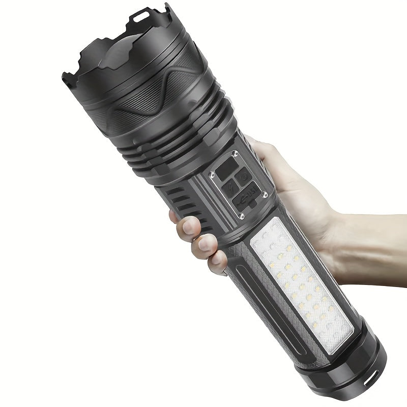 15000mAh Rechargeable LED Flashlight with Long Range Dual Controls for Camping Emergency