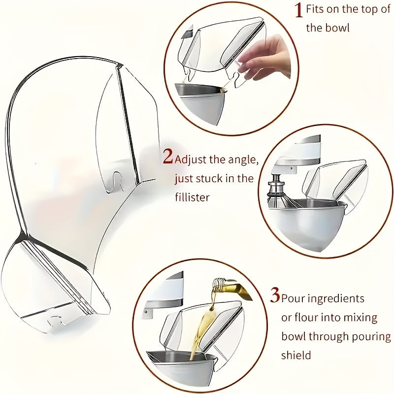 Set of 2 Plastic Pouring Shields for Stand Mixer 4.5-5QT Splash Guards Adjustable Food-Grade Chute