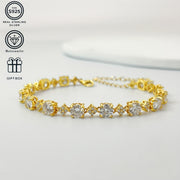 Silver Bracelet with Star-Shaped Moissanite 0.5ct and Gold Clasp for Women
