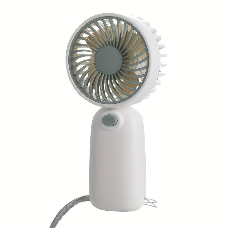Portable Handheld Fan with Multi-Color Blades, Lightweight Plastic, Battery Operated for Office Travel Camping