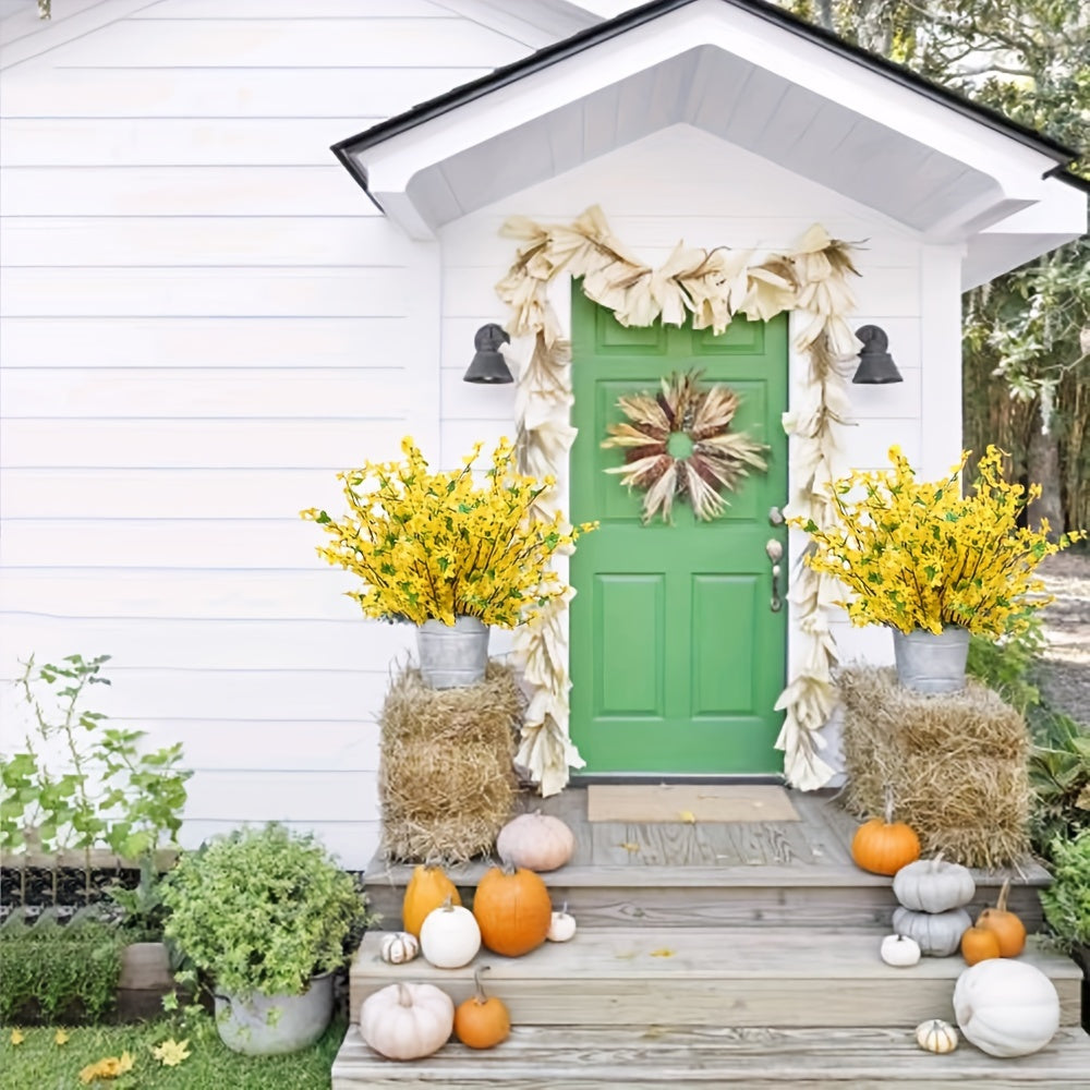 Artificial Flowers 10/16pcs Yellow Fake Winter Jasmine for Indoor Outdoor Decoration