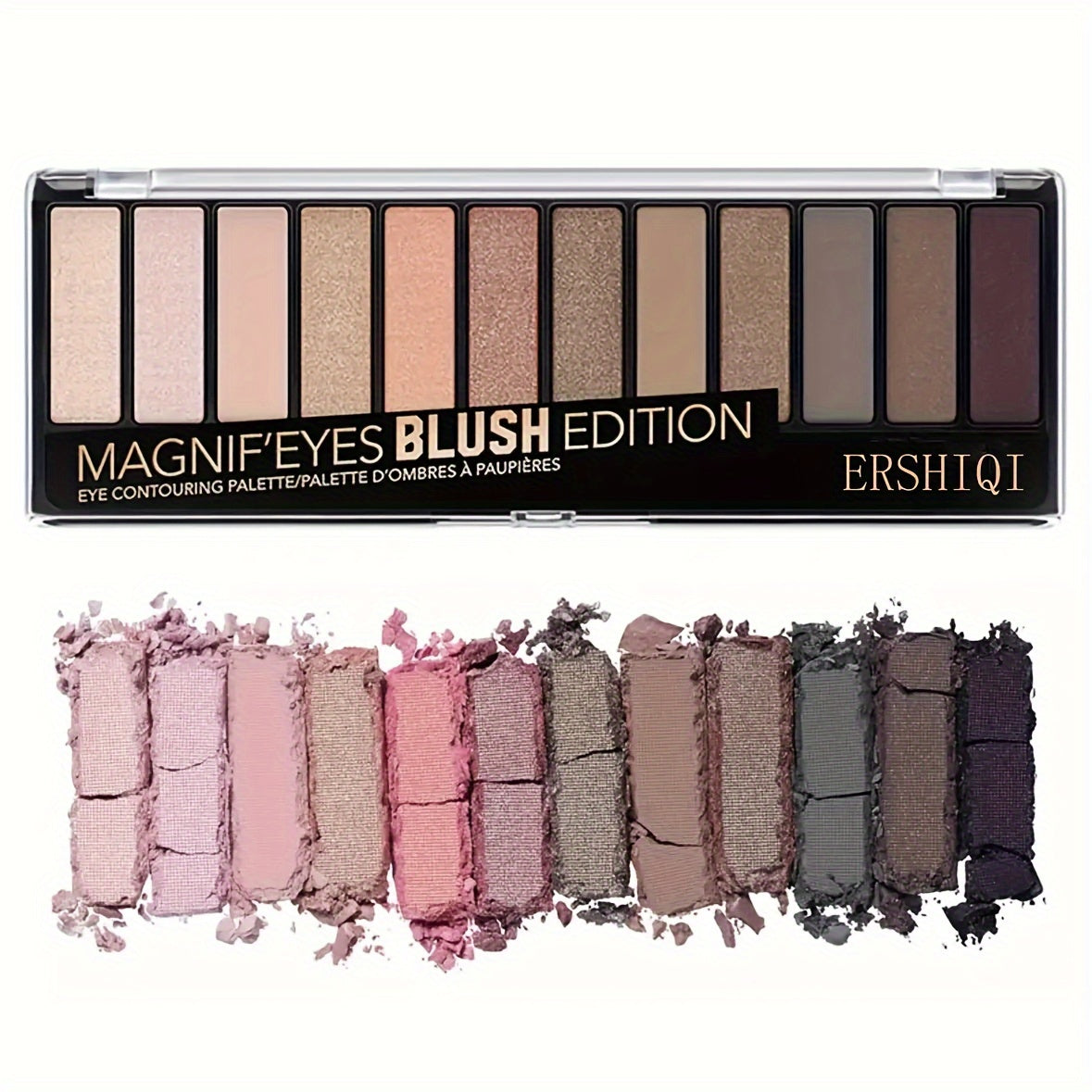 Paleta de sombras de ojos para mujer 12 tonos mezclables en tonos nude y ahumados
