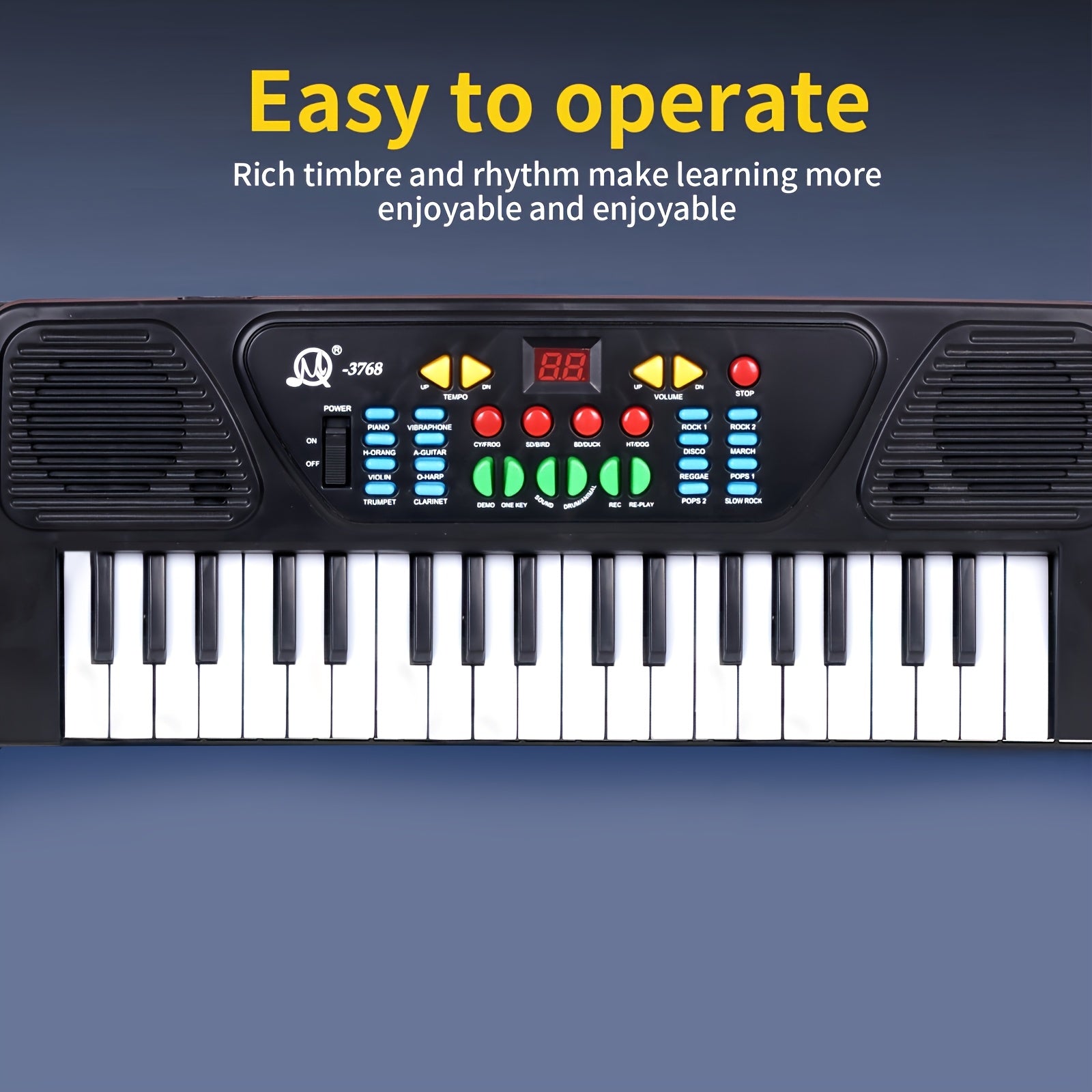 Electronic Keyboard for Beginners 37-Key Portable Music Toy with Microphone for Teens