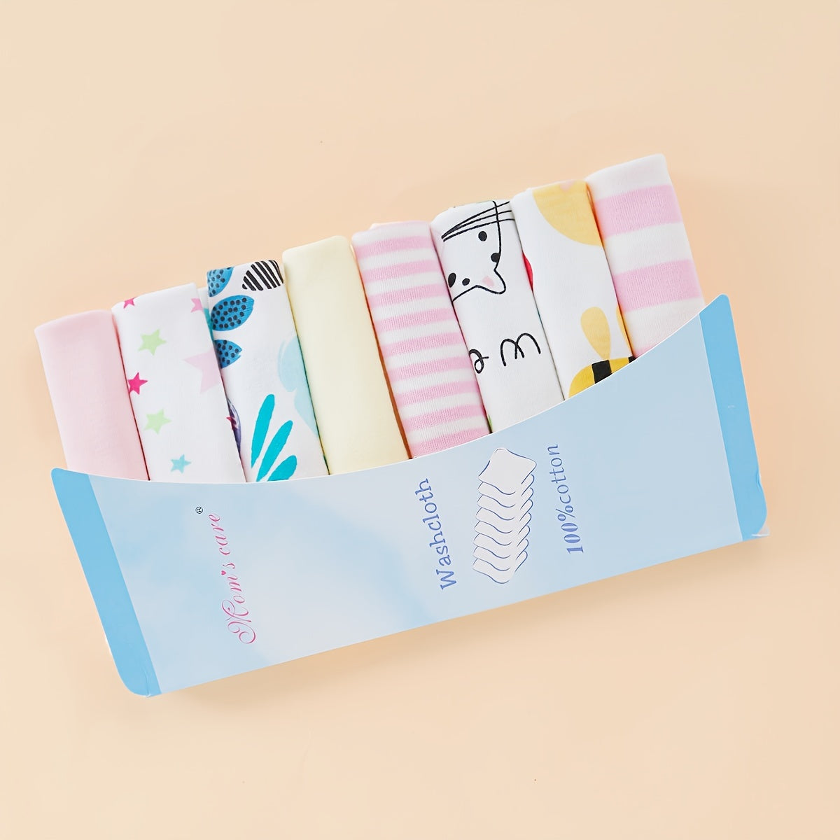 Set of 8 Baby Towels and Washcloths Soft Cotton Baby Bath Cloths and Face Towels for Newborns and Toddlers