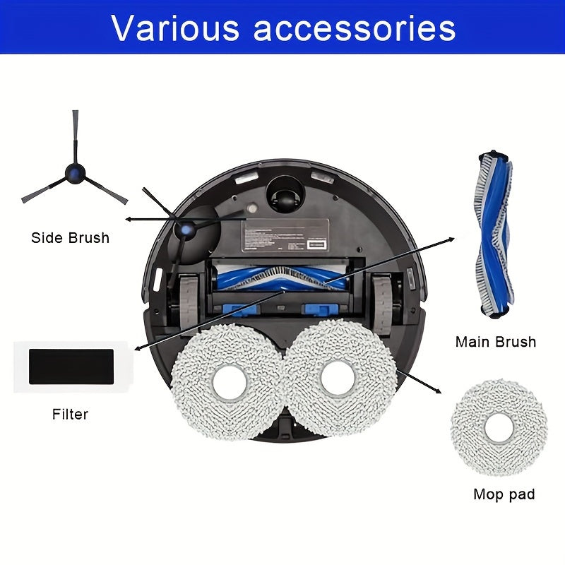 19pcs Vacuum Cleaner Accessories Compatible with ECOVACS Deebot T30 Omni T30 Pro Omni Main Brush Side Brushes Mop Pads HEPA Filters Dust Bags