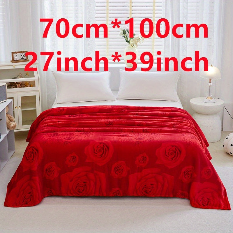 Soft Rose Pattern Bed Blanket for Sofa Bed Camping Travel and Gift