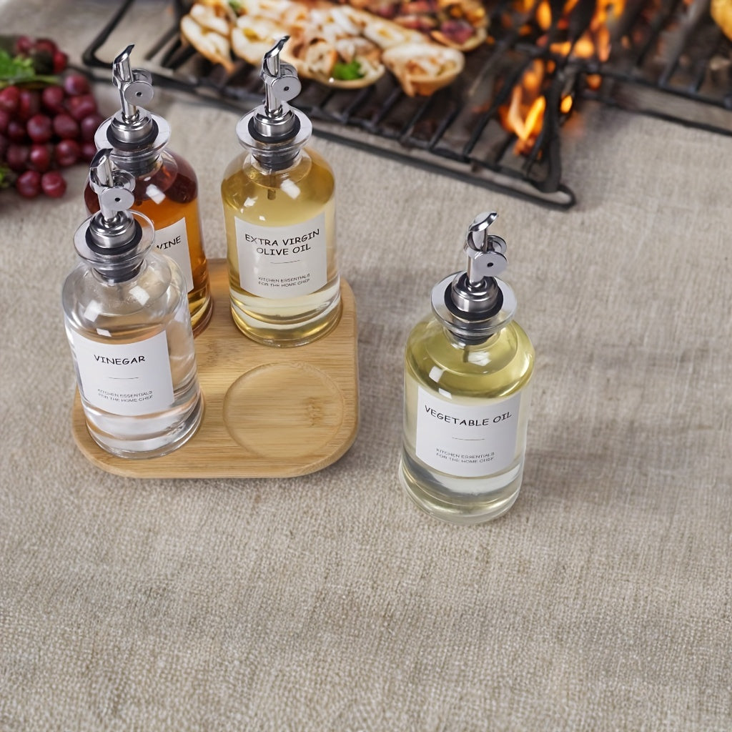 Set of 4 Oil and Vinegar Dispenser Bottles with Leak-Proof Design