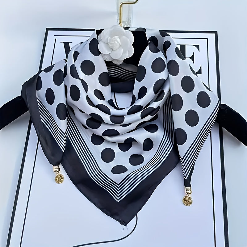 Black and White Striped Magnetic Polyester Scarf for Casual Wear Windproof Decorative