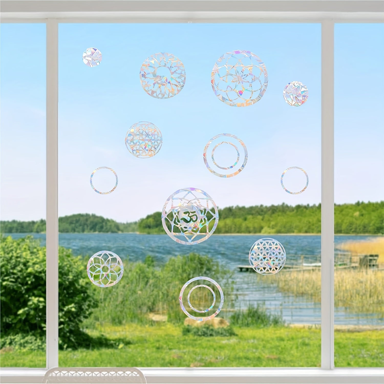 Simple Mandala Window Decals PVC Bird-Proof No Adhesive Home Decor