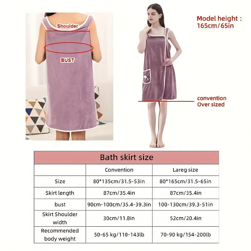 1 dona Qiziqarli Kamon Yumshoq Dush Yubkasi Ayollar uchun, Cho'miladigan Sochiq, Cho'ntakli, Uy va Sayohat uchun Moslashtiriladigan