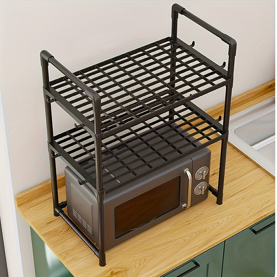 2-Tier Kitchen Organizer Stainless Steel Plastic Easy Install Spice and Utensil Storage