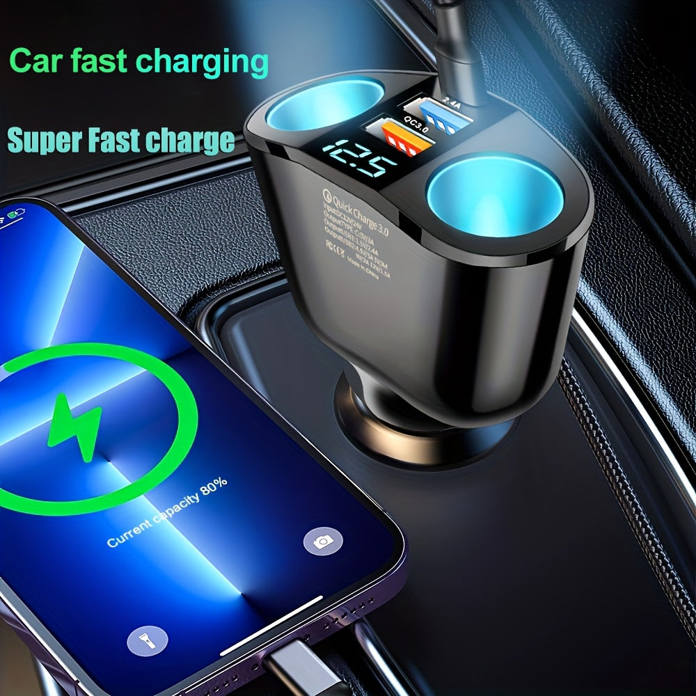 Dual USB Type-C Car Charger Fast Charge with Digital Display