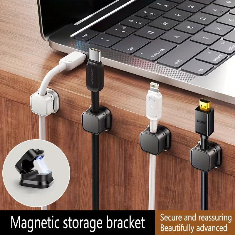 Magnetic Cable Organizer and Holder Set for Desktop Storage PVC 1/3/6 Pieces