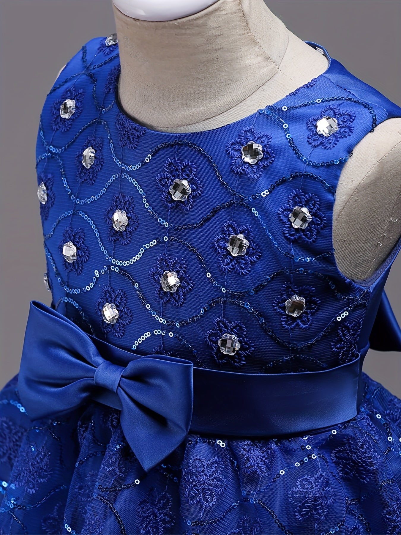 Girls Sleeveless Sequin Flower Princess Dress for Party Wedding Birthday