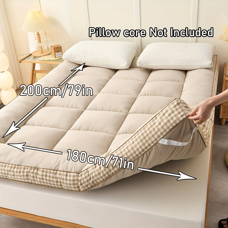 Роскошный стеганый матрасный топпер - мягкая и пушистая полиэфирная начинка и покрытие, дышащий, комфорт на все сезоны для спальни, гостевой комнаты или общежития - не водонепроницаемый, легко чистится, толщина 8-10 см.