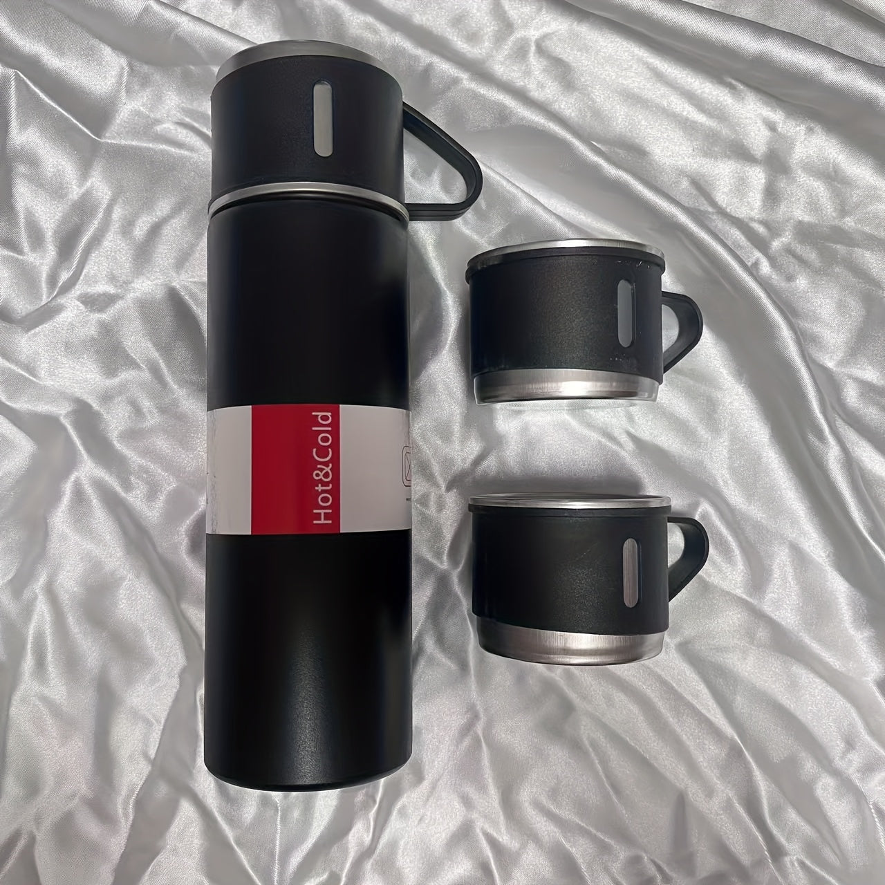 440ml Stainless Steel Vacuum Bottle with 2 Lids for Hot Cold Beverages