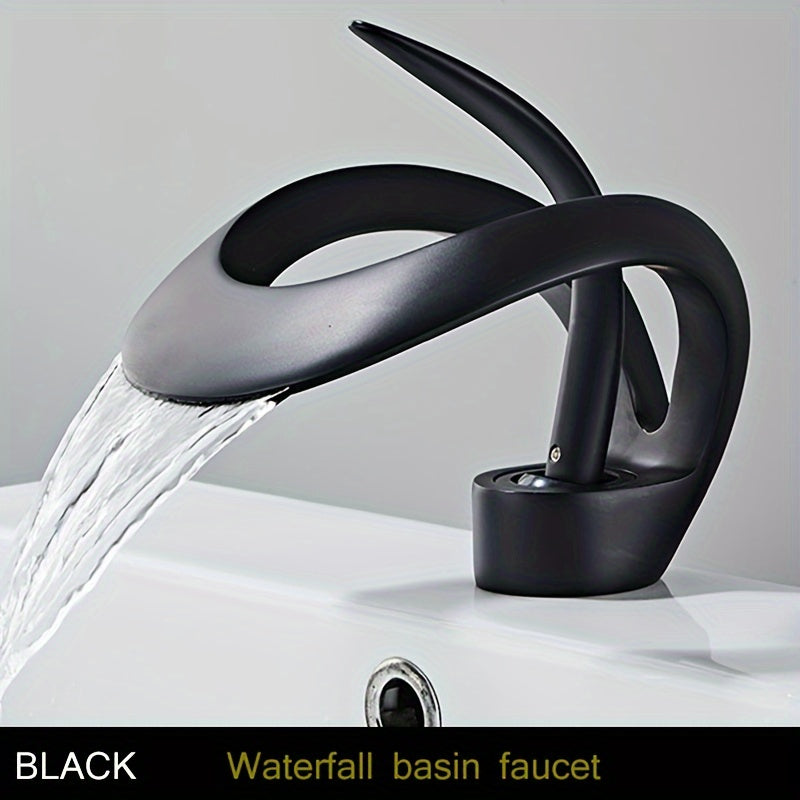 Luxury Brass Bathroom Faucet with Hollow Design Single Handle Ceramic Valve Cold and Hot Water