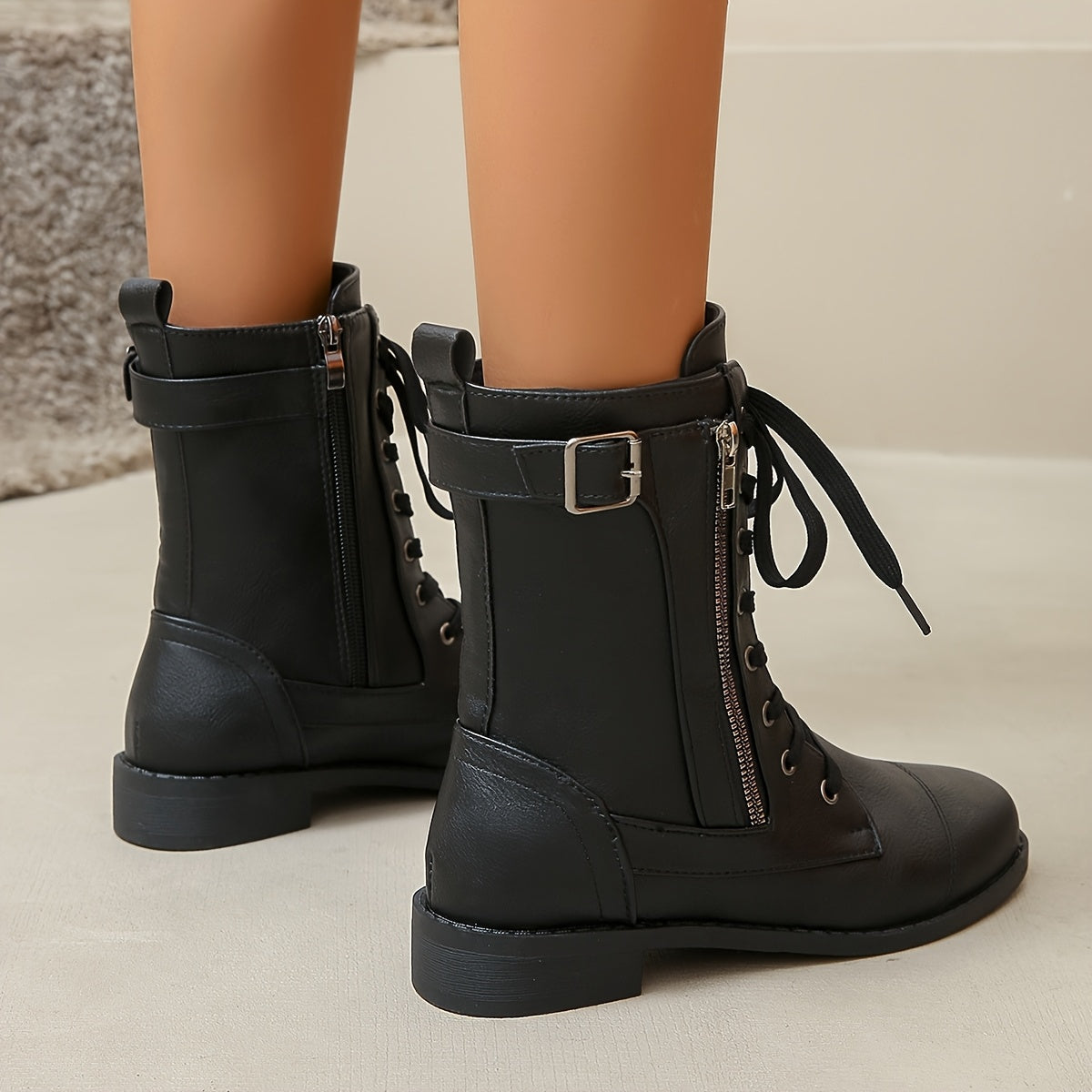 Women's Western Knee-High Boots Retro PU Pull-On Round Toe Cowgirl Festival Shoes