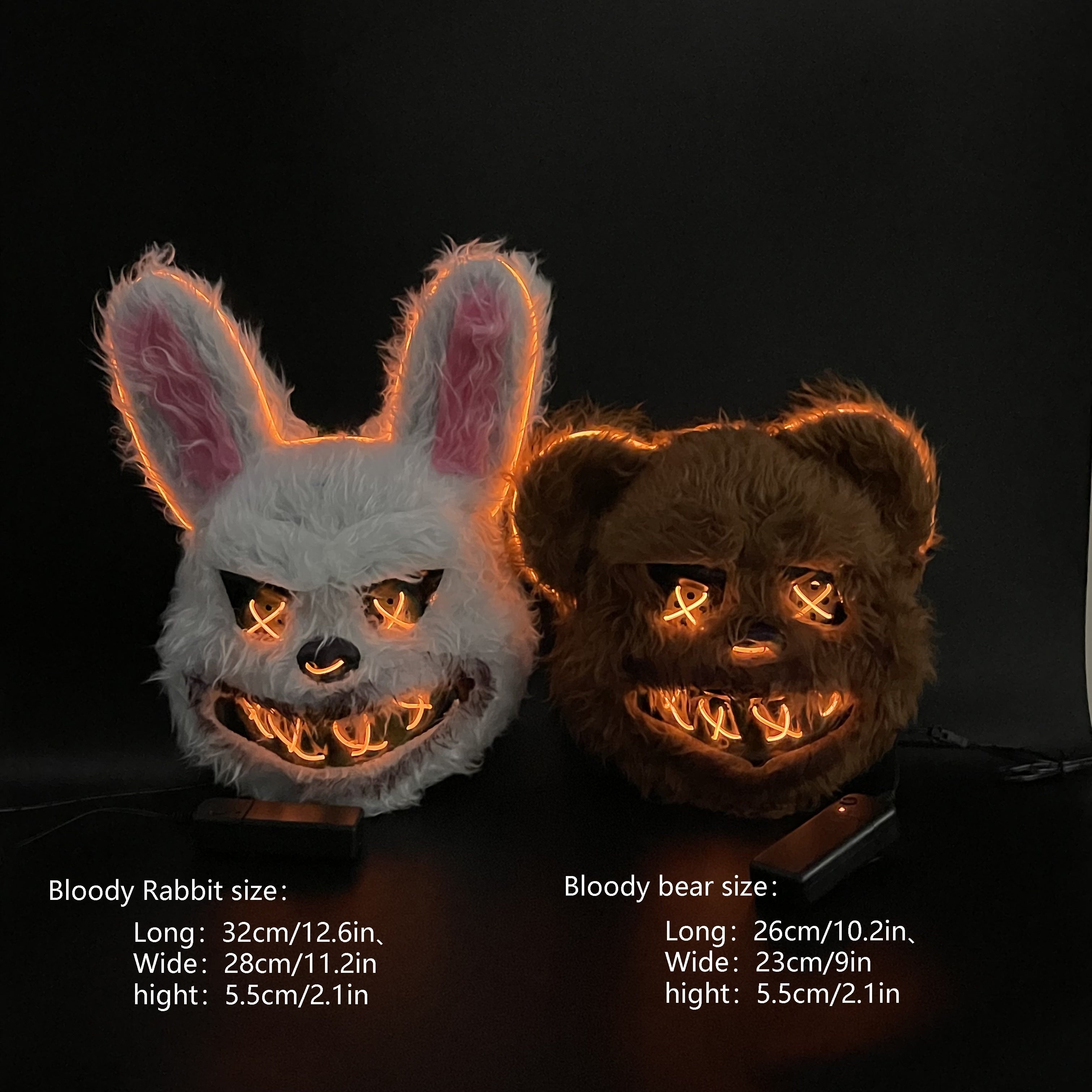 LED Light-Up Rabbit and Bear Masks for Kids Halloween Easter Costume Accessories