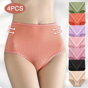 Set of 4 Women's High Waist Breathable Cotton-Polyester Underwear