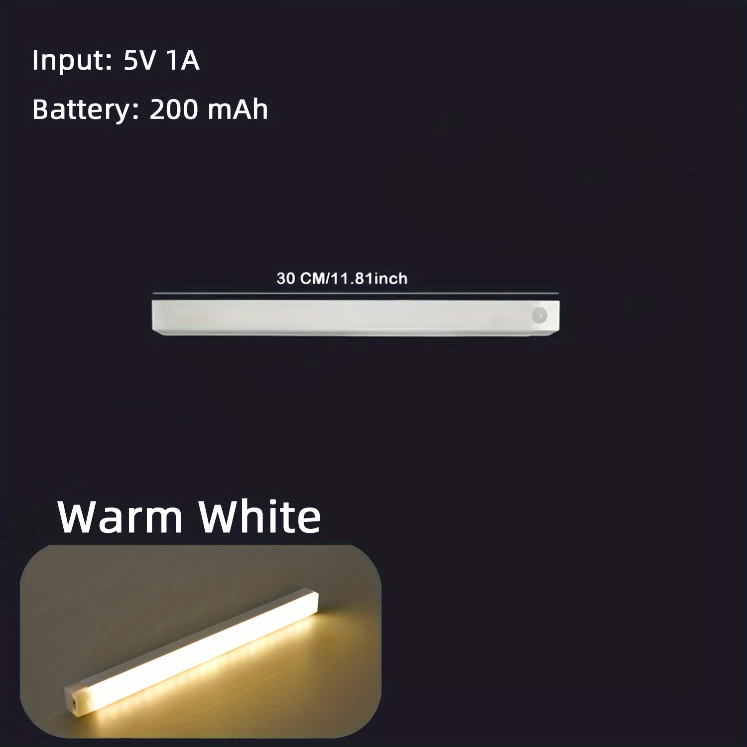 LED Cabinet Light with Motion Sensor USB Rechargeable White Warm White 10-50cm