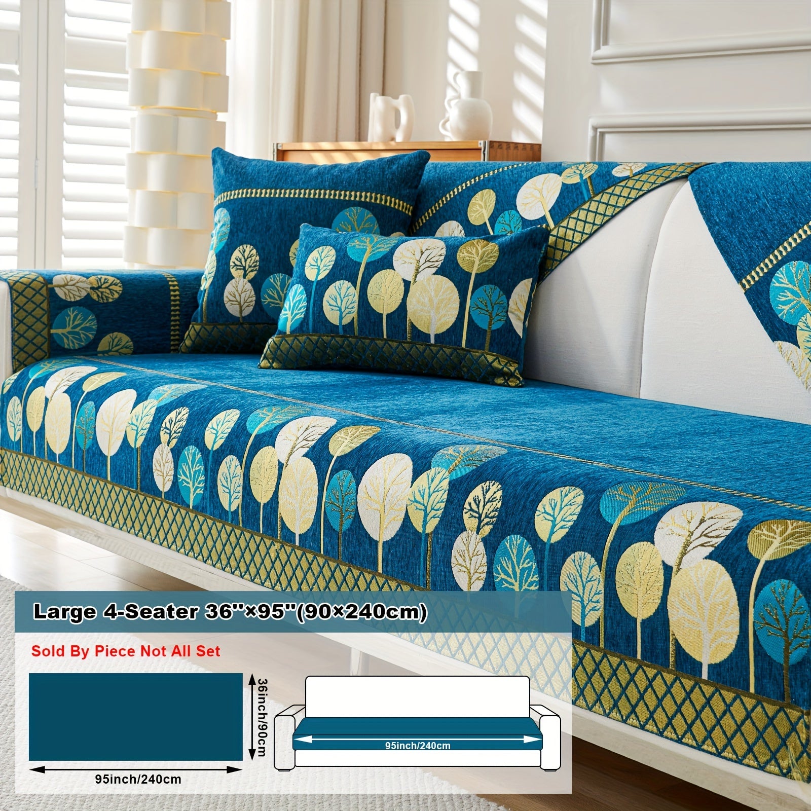 Boho Style Sofa Cushion with Moon and Tree Design Chenille All-Season Pet-Friendly Soft Modern