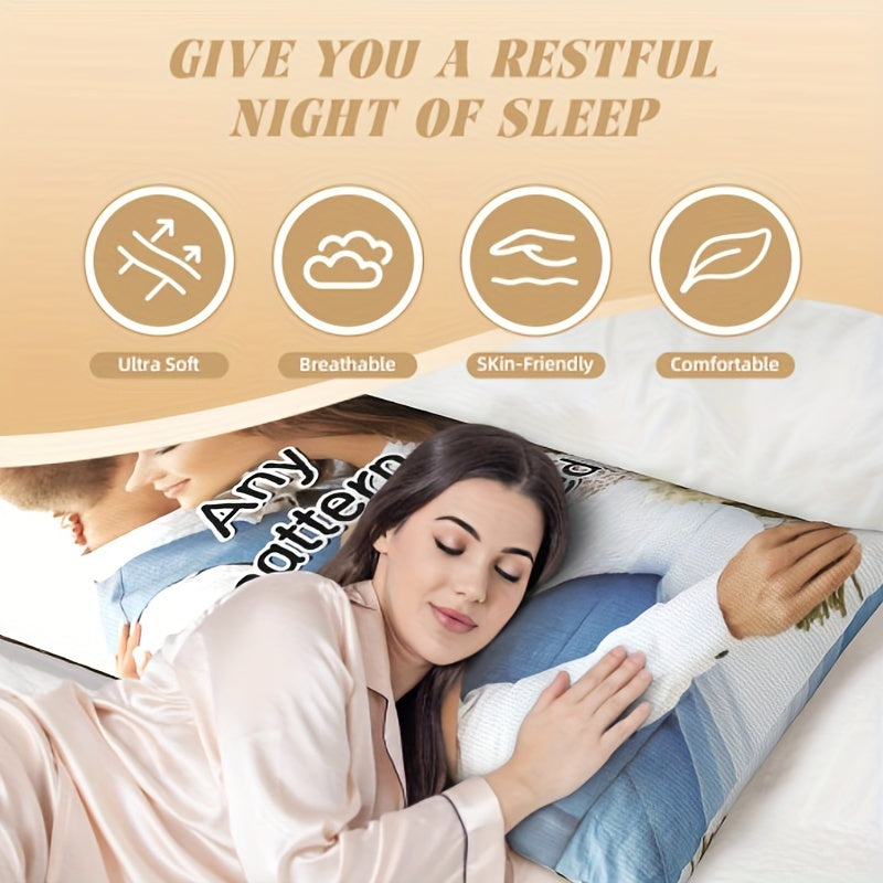 Personalized Double-Sided Body Pillowcase 50x137cm Short Plush Breathable Couple Gift