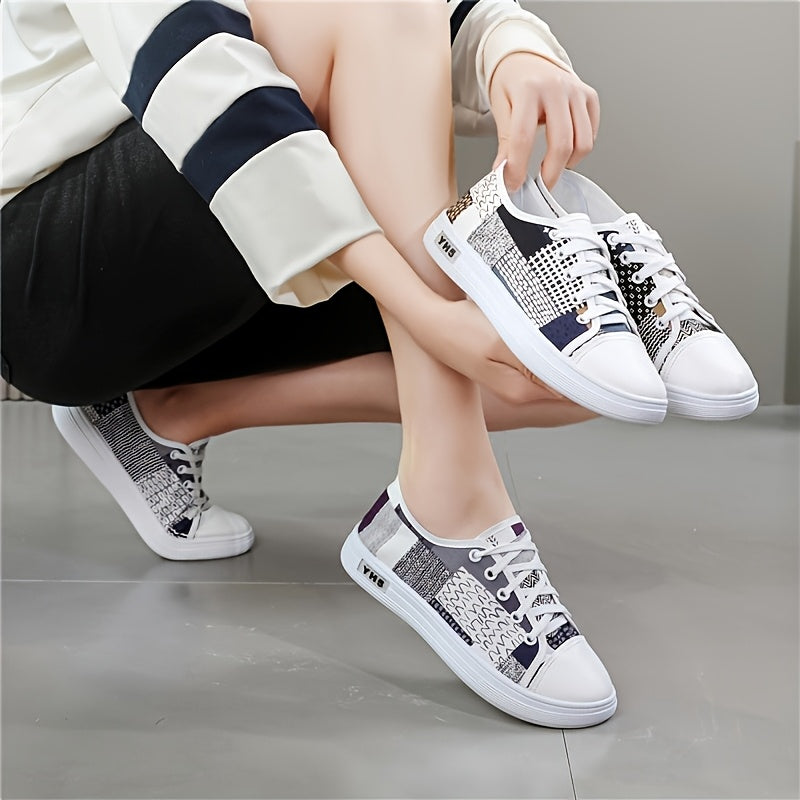 Women's Casual Sneakers Breathable Fabric White Purple Lightweight EVA Soles
