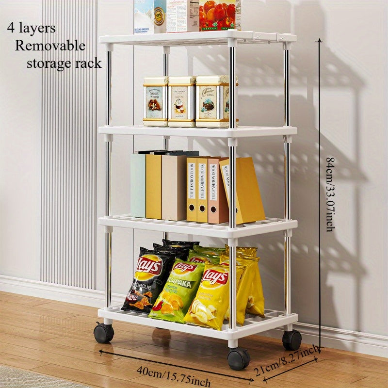 Rolling Storage Rack Organizer with Wheels, Multi-Tier Metal and Plastic, Kitchen Bathroom Shoes