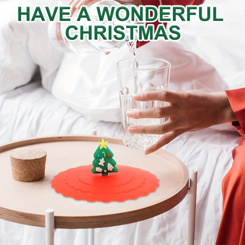 Рождественская силиконовая крышка для чашки с дизайном снеговика, безопасная для пищевых продуктов, против проливания, экологичная