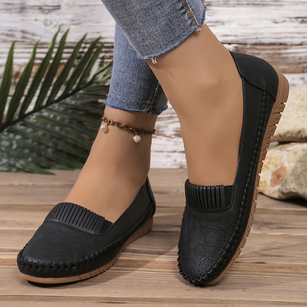 Women's Casual Slip-On Flats Faux Cover Upper Soft Fabric Lining