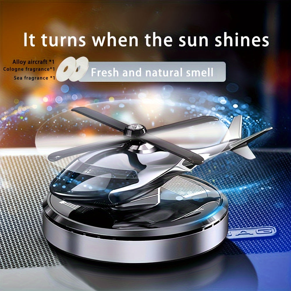 Solar-Powered Helicopter Car Air Freshener Aluminum Alloy Long-Lasting Natural Fragrance