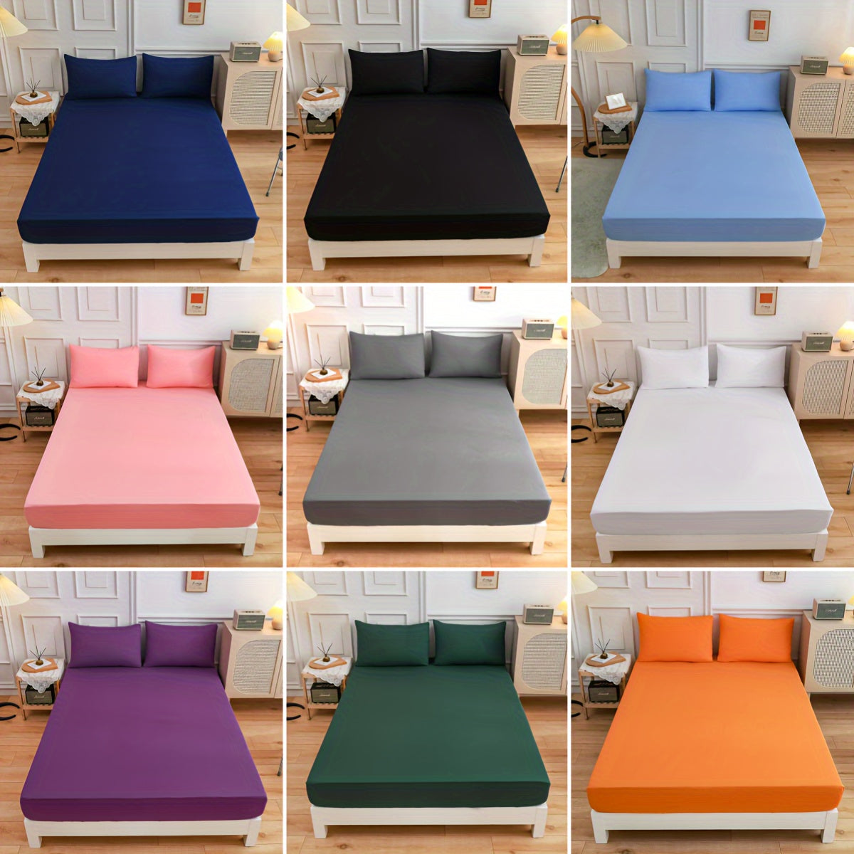 Breathable Polyester Fitted Sheet in Solid Color for All Seasons