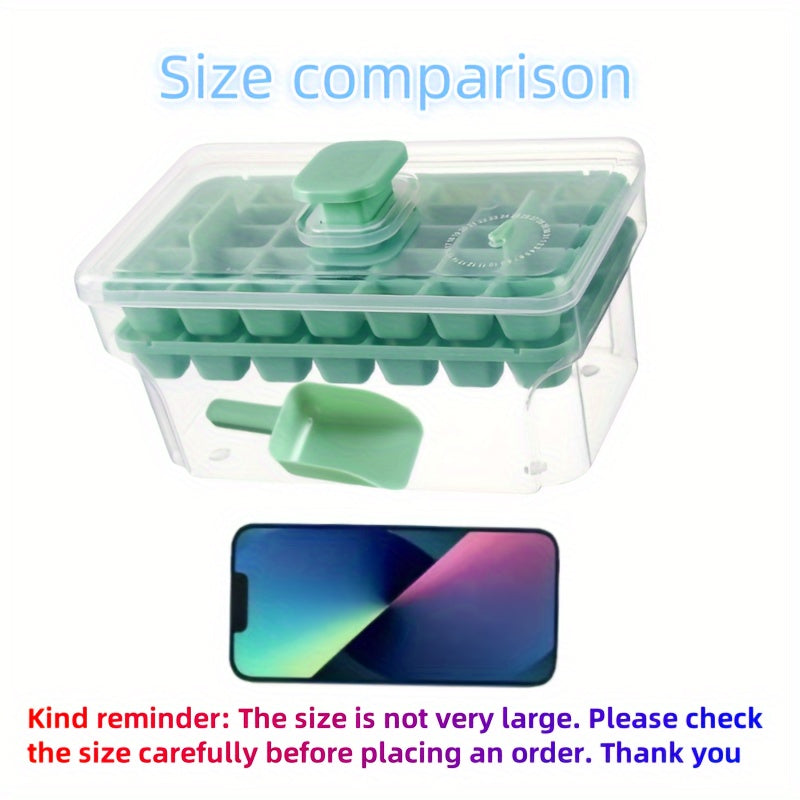 Ice Cube Tray Set with Storage Box and Scoop, 68-Cavity, BPA-Free Plastic