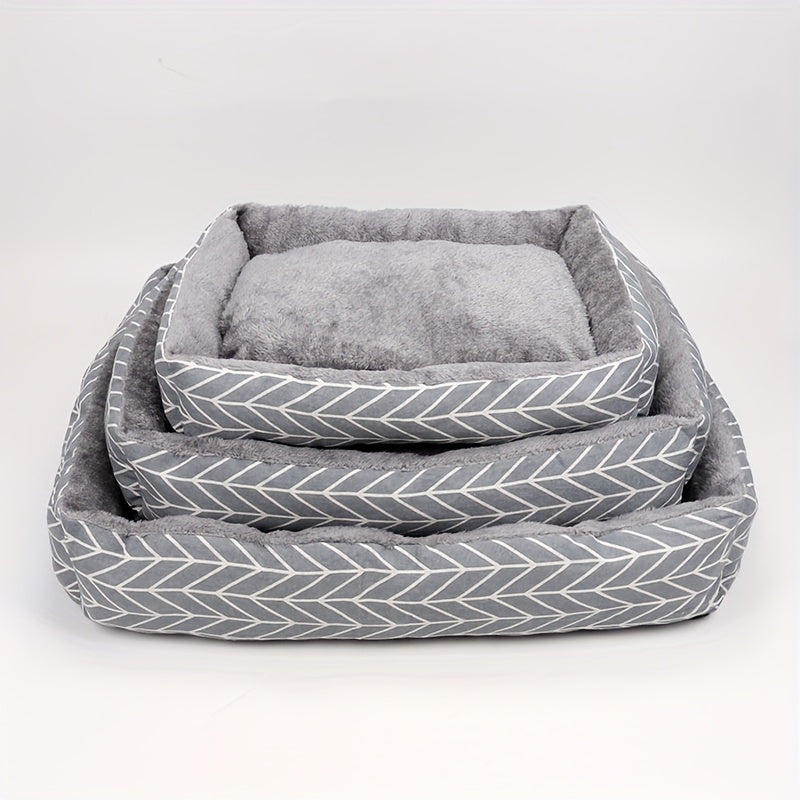 Pet Bed Small Dogs Cats Argyle Polyester Non-Slip Waterproof Grey