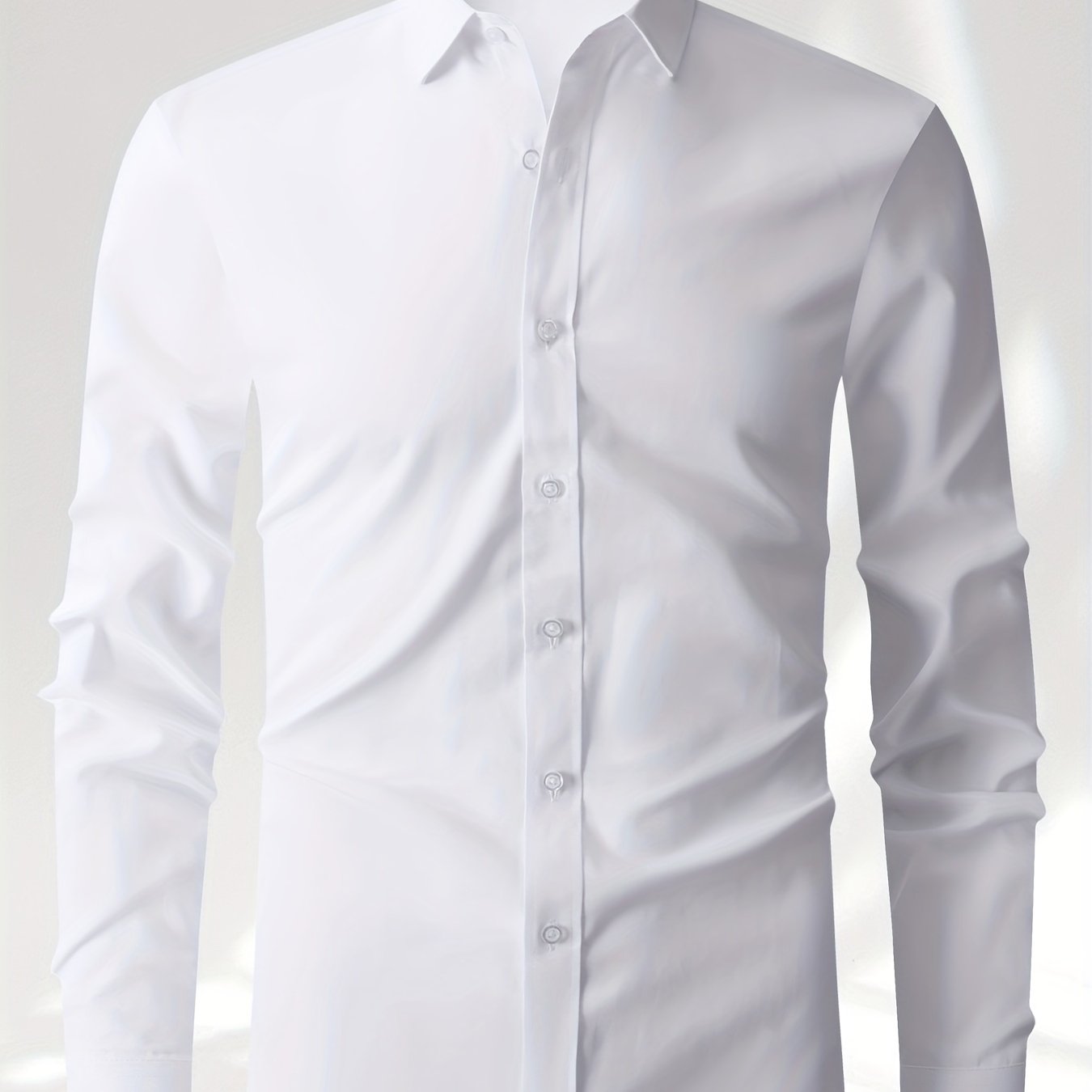 Men's Solid Color Long Sleeve Dress Shirt for Business Casual Spring