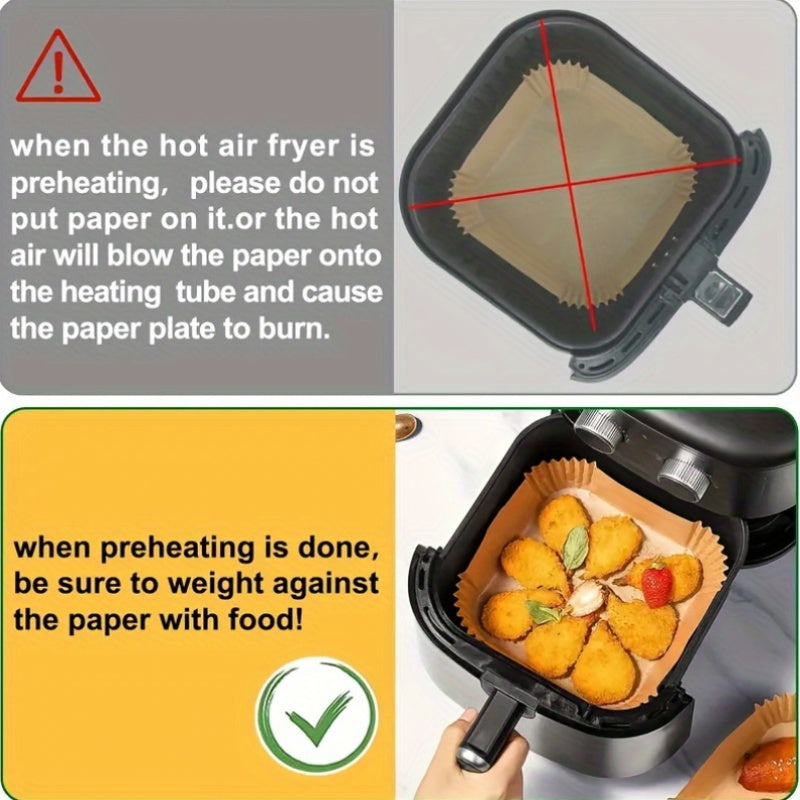 50 Round Non-Stick Air Fryer Liners 22.86cm Leakproof Parchment Paper for 5-8QT Oven