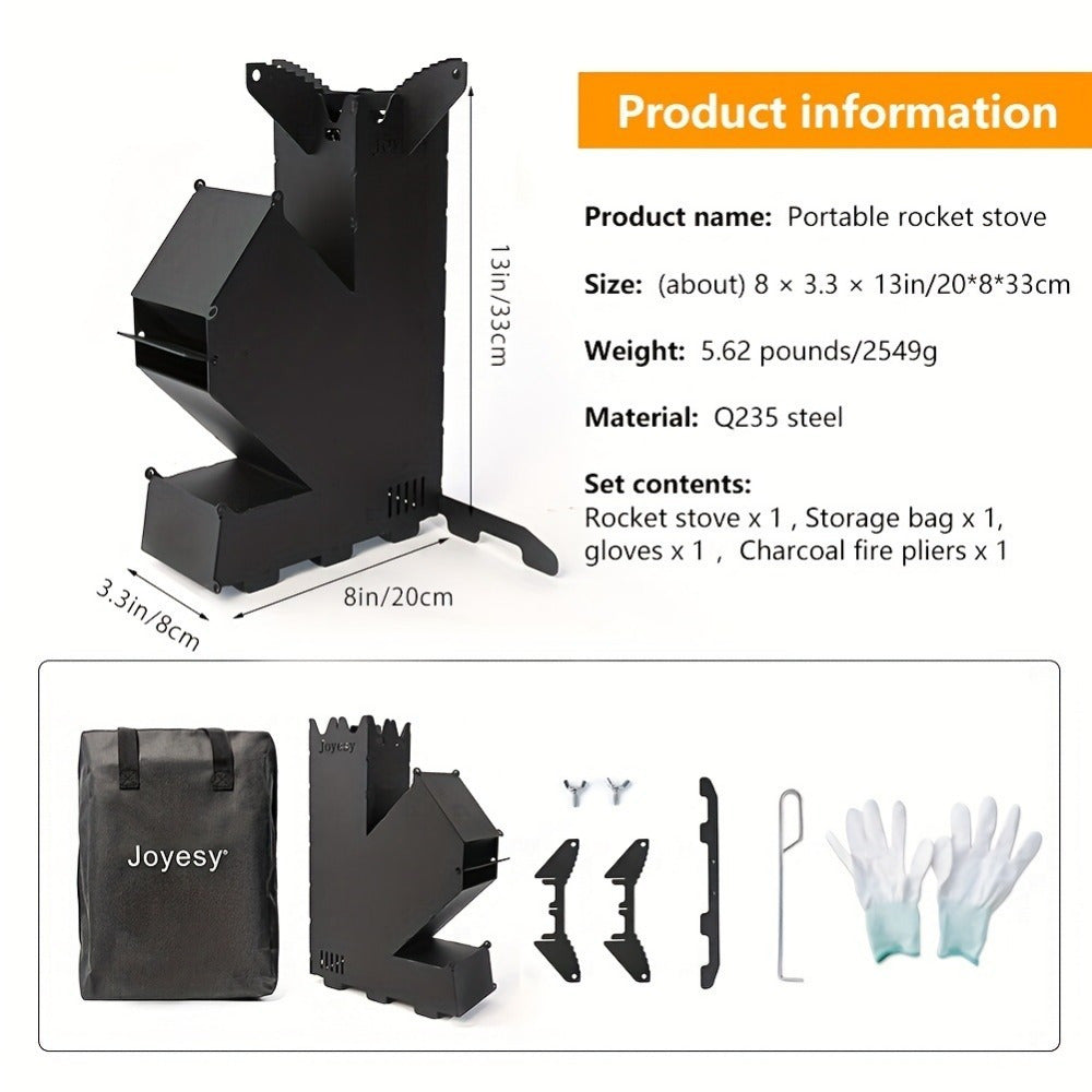 Portable Titanium Alloy Rocket Stove for Camping and BBQ with Storage Bag