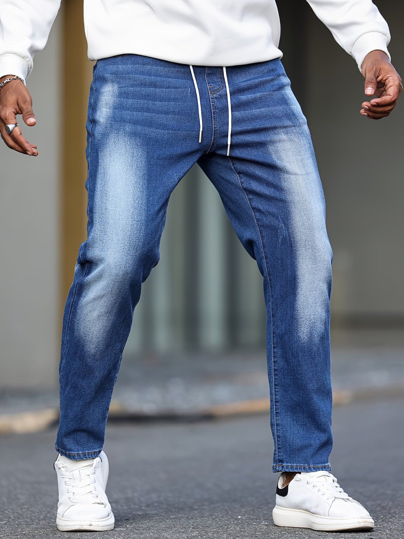 Plus Size Men's Skinny Jeans Cotton Blend Stretch Denim Pants Casual All-Season