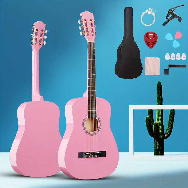 Kit de guitarra acústica clásica para adultos y adolescentes de 30/38 pulgadas con púas, bolsa y estuche