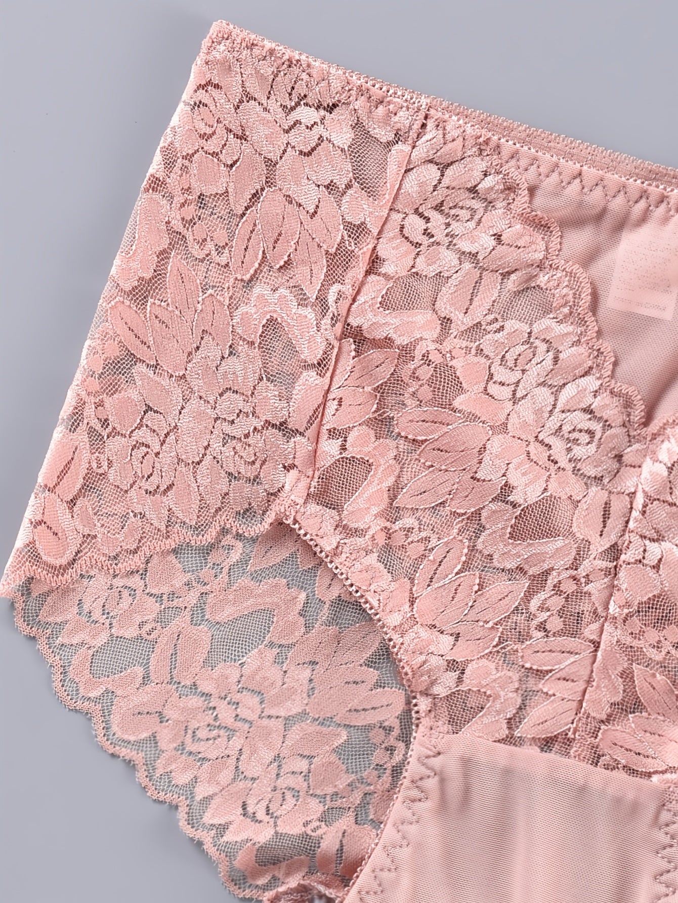 Panties de encaje talla grande para mujer 2-pack con patrón floral transpirable de estiramiento medio